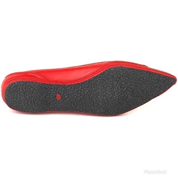SIGERSON MORRISON Rain or Shine Rubber Pointed Toe Skimmer Cherry Red Flat - Picture 3 of 15